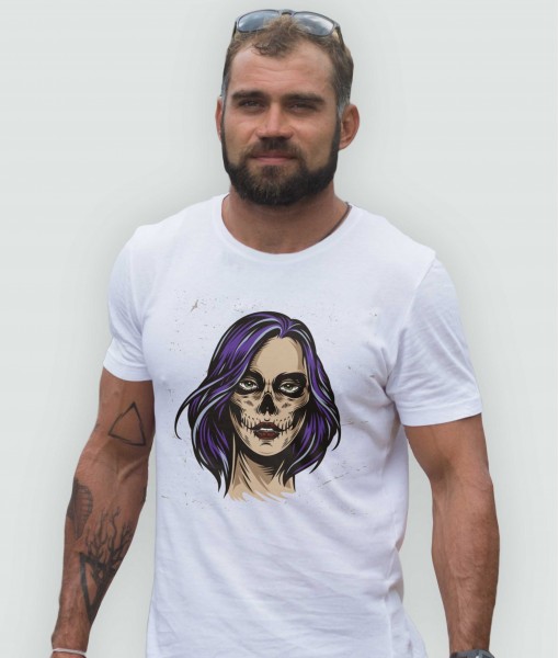 Мъжка тениска с щампа Готика Zombie woman face